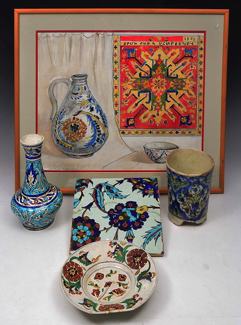 Appraisal: A GROUP OF FIVE MIDDLE EASTERN PERSIAN ARTEFACTS TO INCLUDE