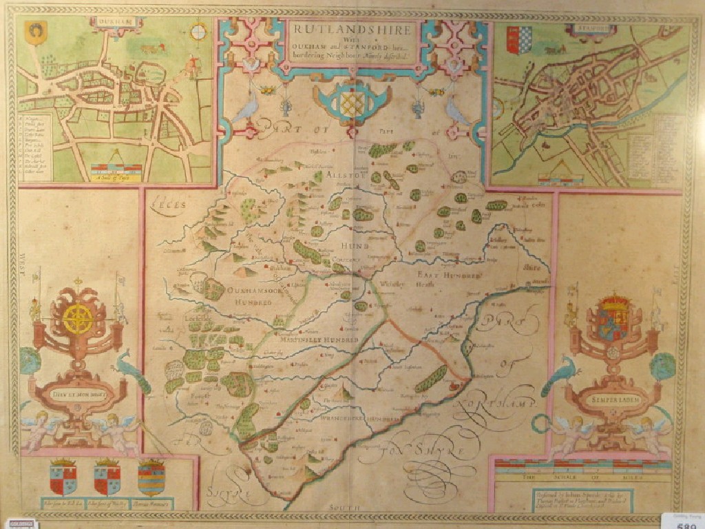 Appraisal: After John Speed Rutlandshire map with Oukham and Stanford sic