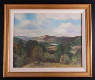 Appraisal: Landscape Oil on Board Mountain landscape matted in an open