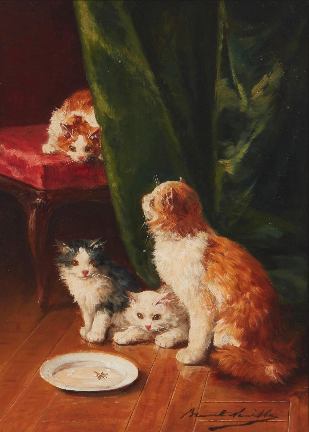 Appraisal: Alfred Arthur Brunel de Neuville - French Kittens' Entertainment Oil