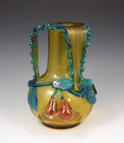 Appraisal: STEVENS WILLIAMS APPLIED DECORATION ART GLASS VASE Exaggerated rim flows