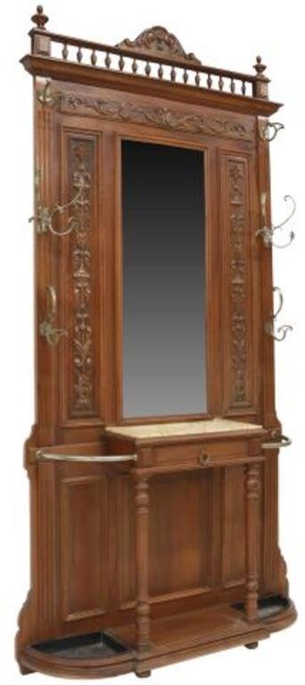 Appraisal: FRENCH HENRI II STYLE MIRRORED WALNUT HALL TREEFrench Henri II