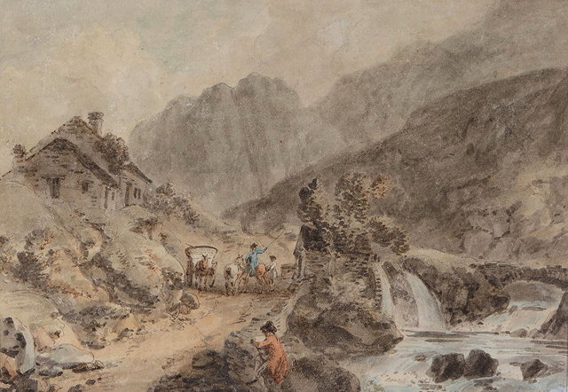 Appraisal: ATTRIBUTED TO JULIUS CAESAR IBBETSON - A mountain landscape with