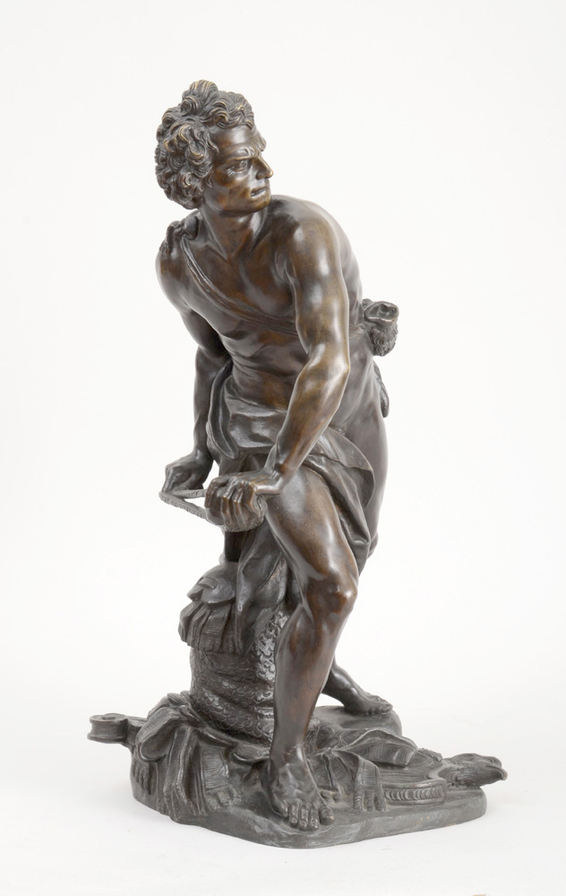 Appraisal: AFTER GIAN LORENZO BERNINI DAVID Bronze unmarked the nude hero