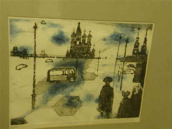 Appraisal: A Julian Trevelyan signed limited edition print Moscow Number