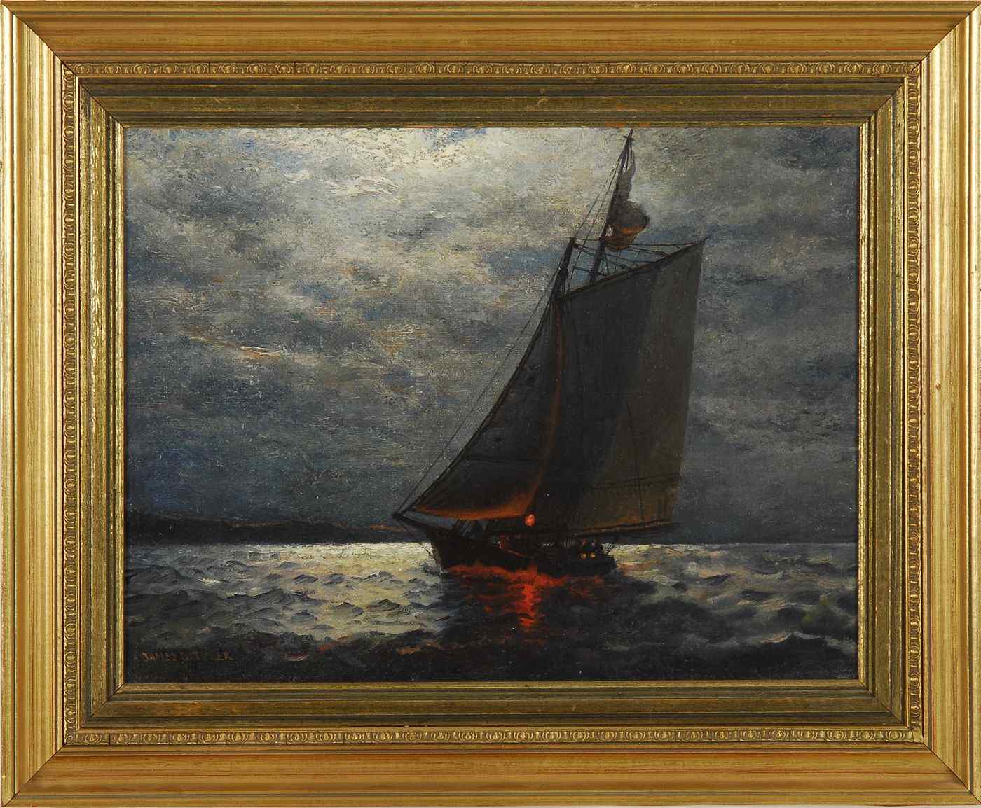 Appraisal: JAMES GALE TYLERAmerican - Schooner under sail on a moonlit