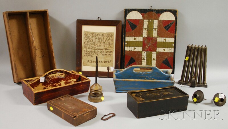 Appraisal: Group of Assorted Country and Decorative Accessories two slide-lid wooden