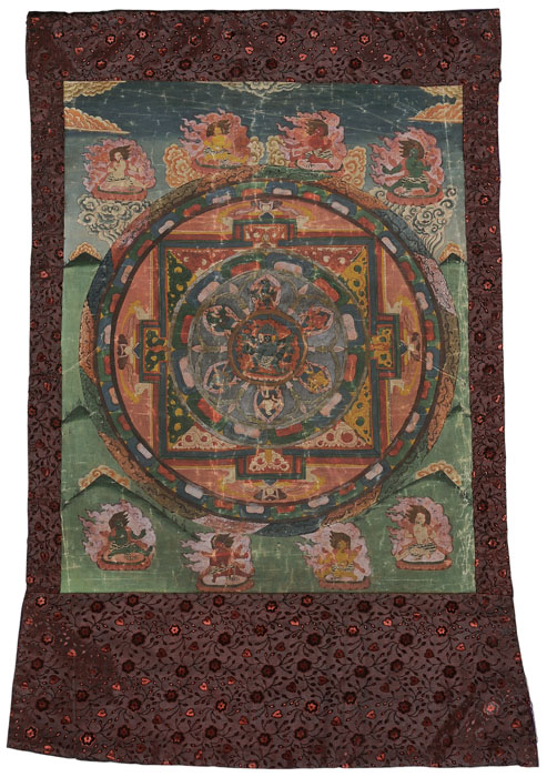 Appraisal: Mandala Thangka Tibetan th century ink and pigment on cotton