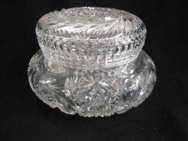 Appraisal: Brilliant Period Cut Glass Dresser Box pinwheel starburst ray decor