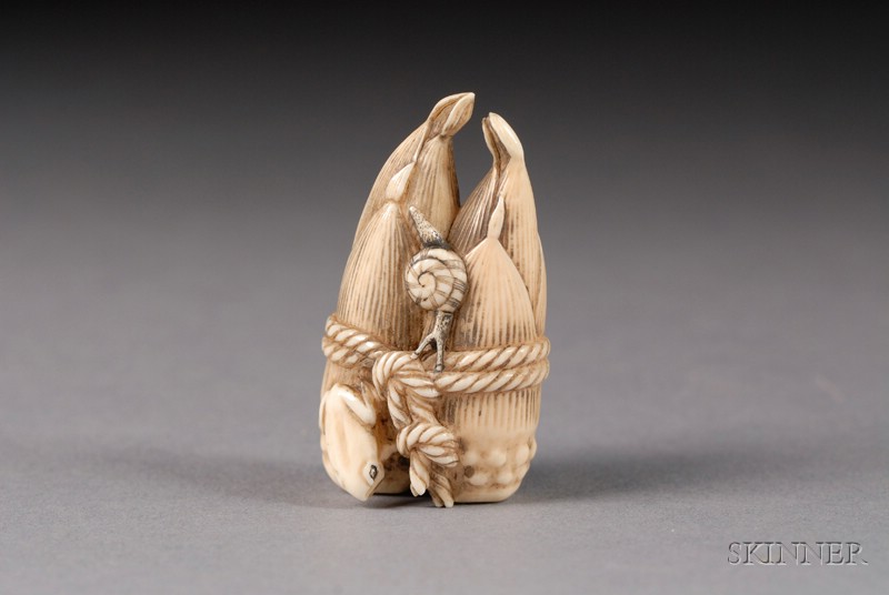 Appraisal: Ivory Netsuke th century study of a pair of tied