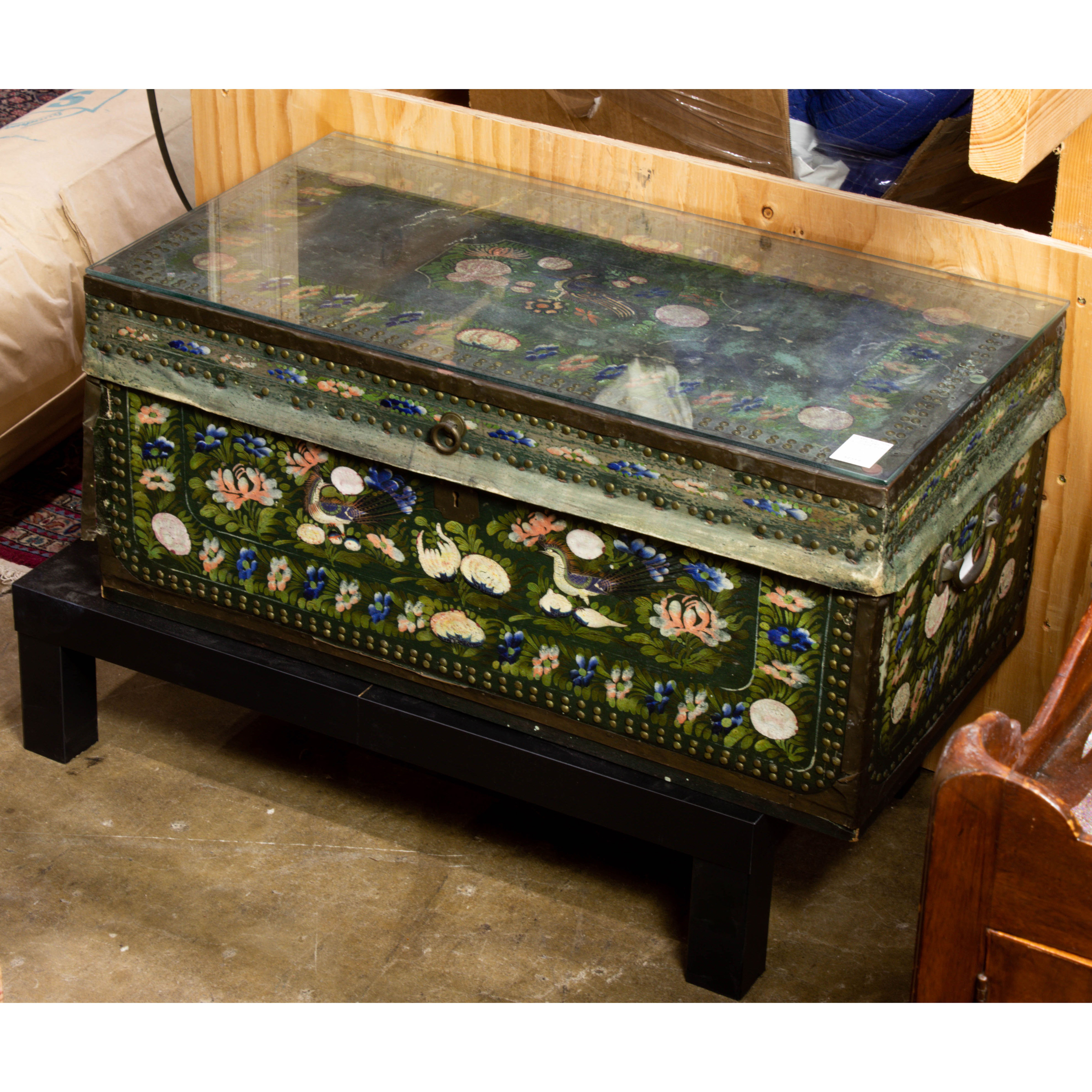 Appraisal: A CHINESE PAINTED CAMPHOR CHEST A Chinese painted camphor chest