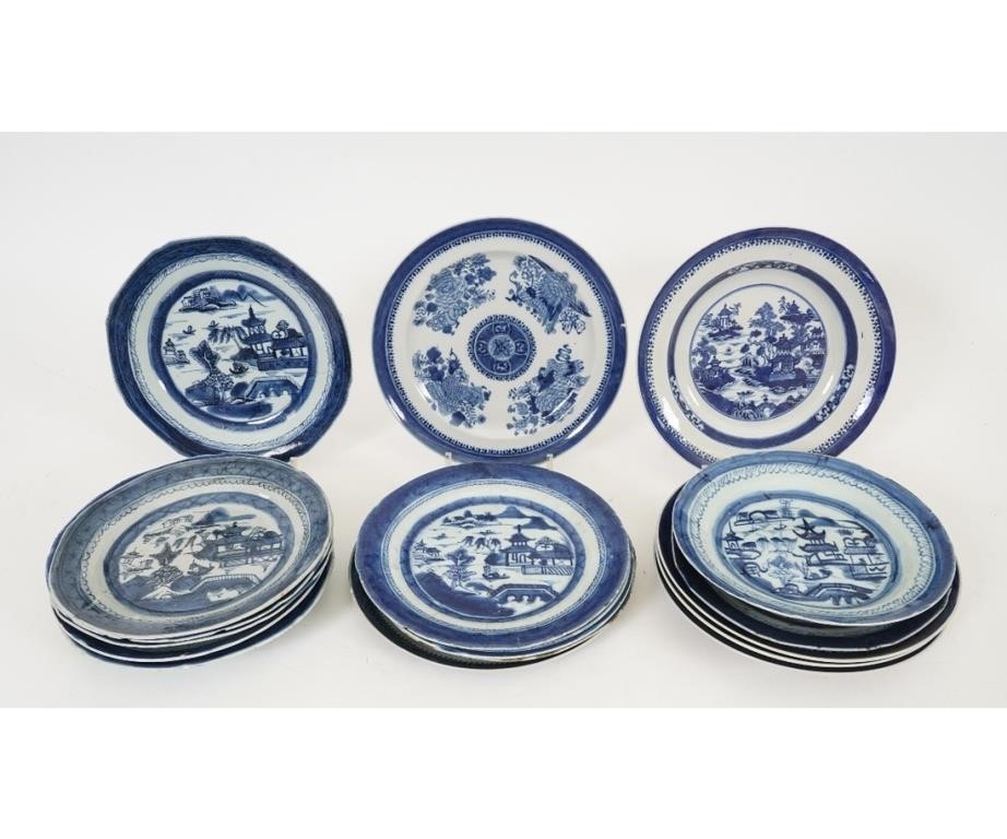 Appraisal: Twelve Chinese Canton porcelain plates bowls cracks chips repairs together