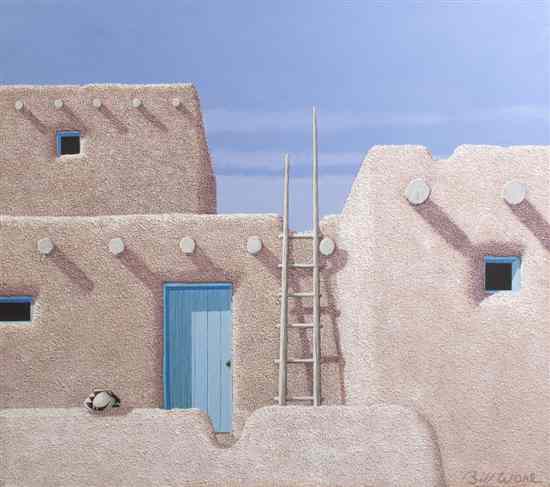 Appraisal: Bill Warl th century Adobe House mixed media on canvas