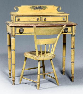 Appraisal: New England paint decorated dressing table and chair dressing table