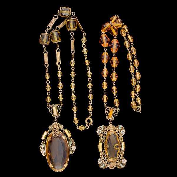 Appraisal: Unsigned Austrian Rhinestone A duo of Austrian Rhinestone pendant necklaces