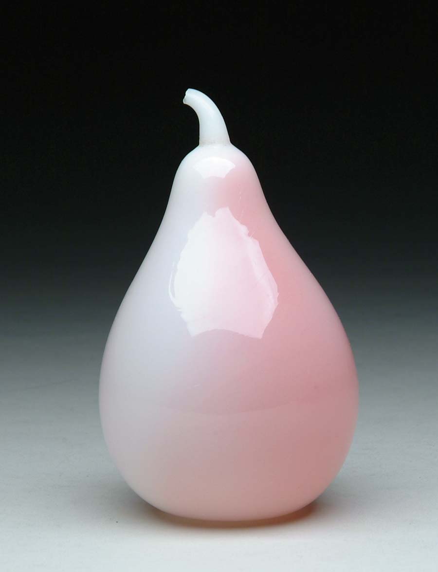 Appraisal: PEACH BLOW PEAR Hollow blown pear in colors of raspberry