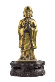 Appraisal: A Gilt Bronze Figure of a Monk A Gilt Bronze