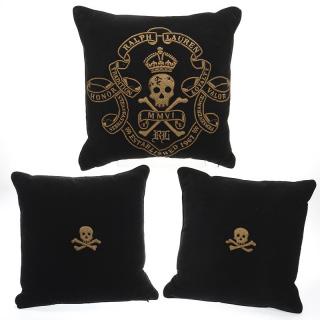 Appraisal: Suite Ralph Lauren embroidered velvet pillows Suite Ralph Lauren embroidered