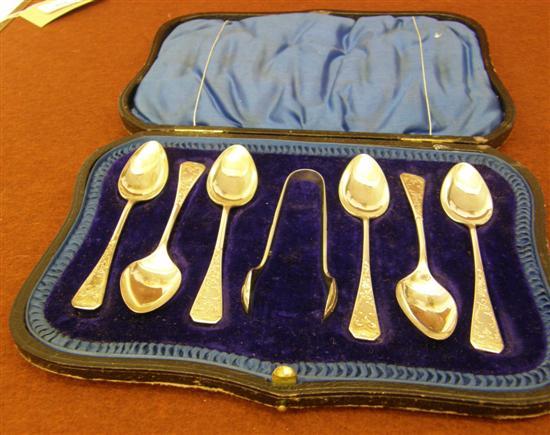 Appraisal: Cased set of six George V silver coffee spoons and