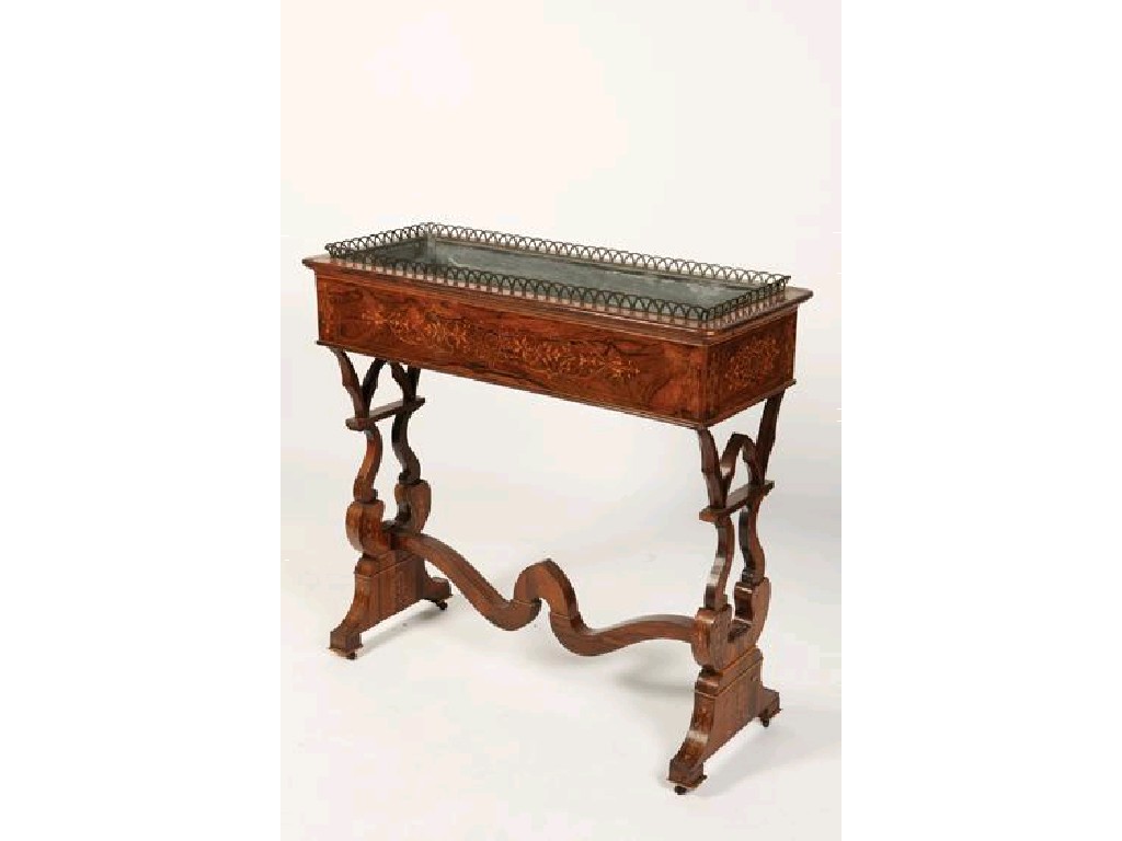 Appraisal: A CHARLES X ROSEWOOD AND MARQUETRY JARDINIERE the rectangular top