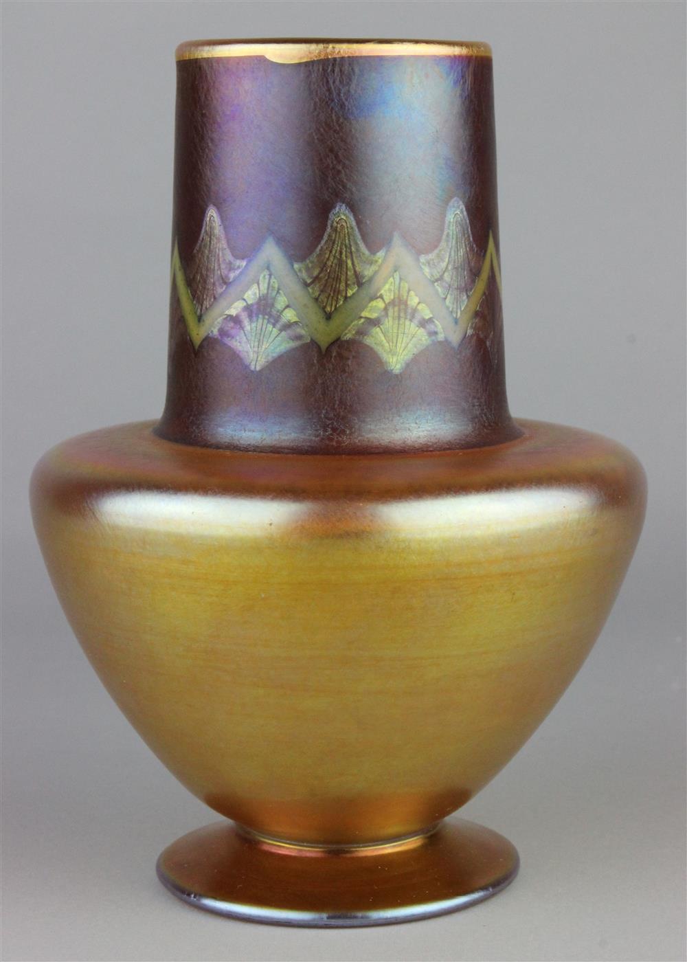 Appraisal: TIFFANY STUDIOS GOLD FAVRILE TEL-EL-AMARNA GLASS VASE engraved L C