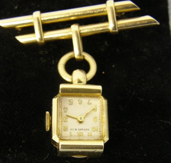 Appraisal: Tiffany ct gold brooch watch with concord movement the dial