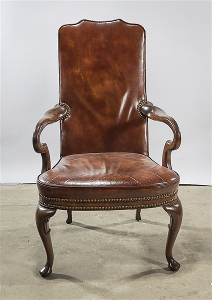 Appraisal: Leather arm chair by Hickory Chair x x approx Condition