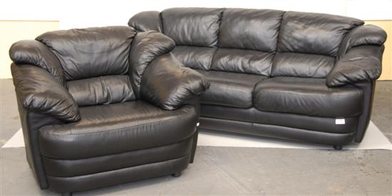 Appraisal: PC LEATHER SOFA CHAIR AND LOVESEAT MODERN