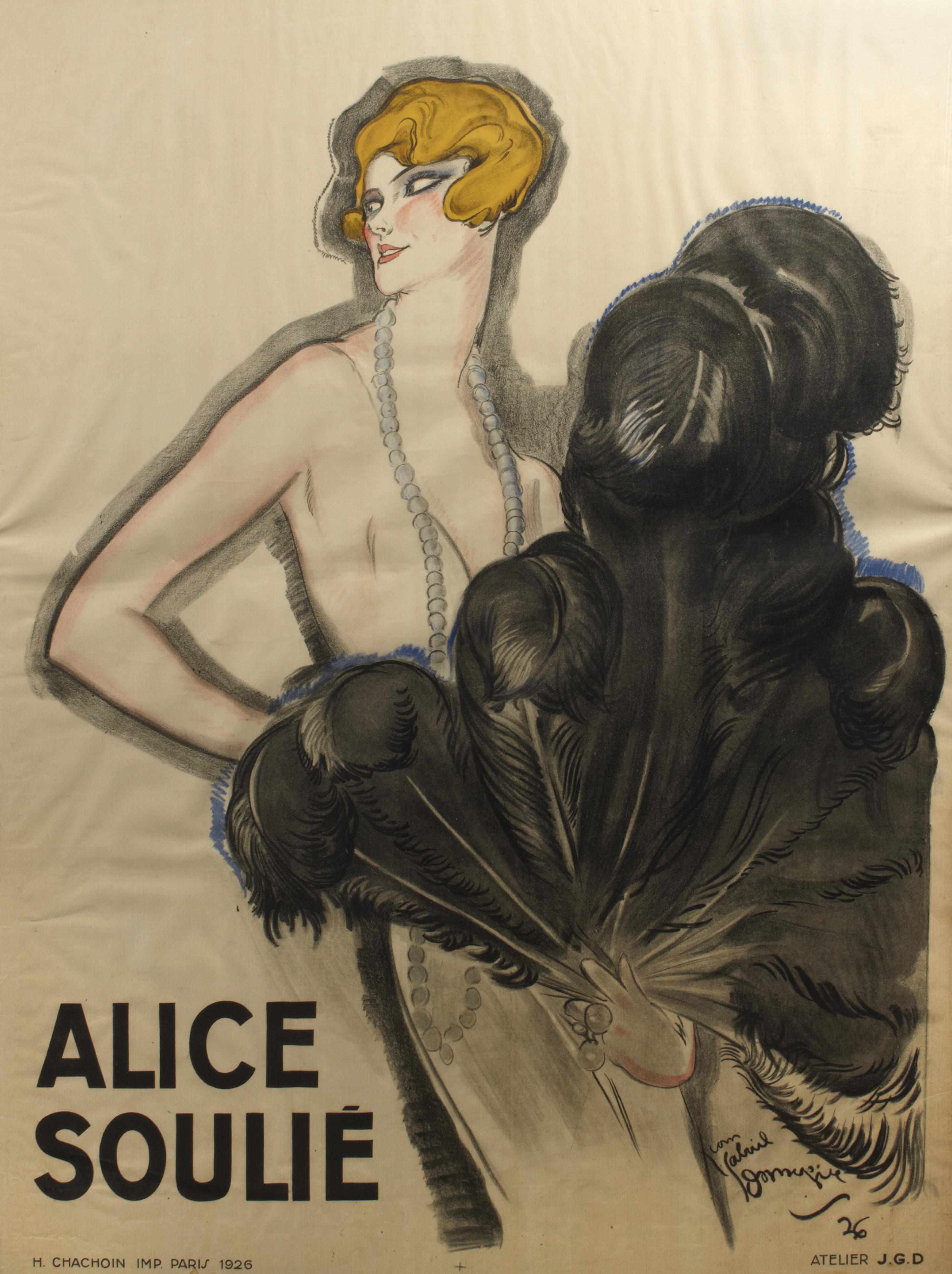 Appraisal: Jean-Gabriel Domergue French - Alice Souli Lithograph in colors on