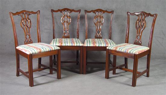 Appraisal: Four Chippendale Style Dining Side Chairs th Century Pierced and