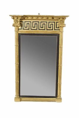 Appraisal: A Regency giltwood and gesso pier mirror the rectangular plate