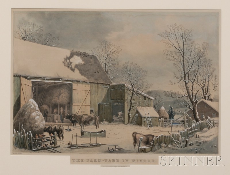 Appraisal: Currier Ives publishers American - THE FARM YARD-IN WINTER Conningham