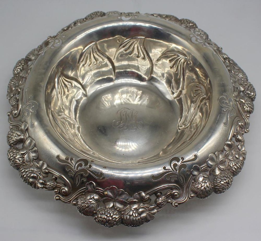 Appraisal: STERLING Tiffany Co Sterling Clover Bowl With oversized rim Stamped