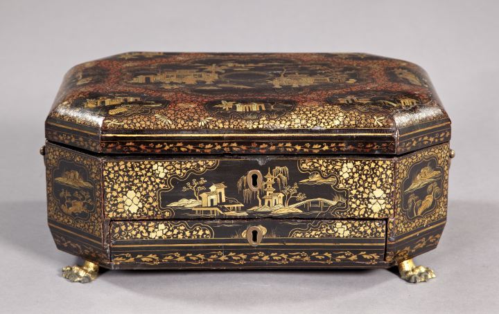 Appraisal: Good Chinese Export Black Lacquer Workbox second quarter th century