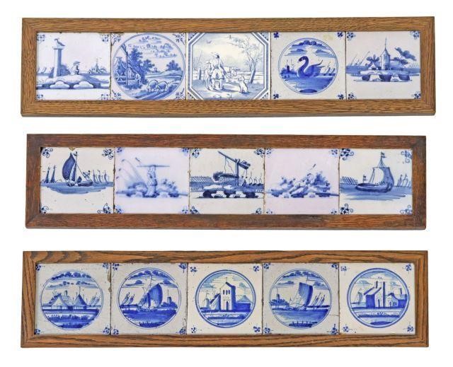 Appraisal: lot of Delft blue and white faience tile hanging wall