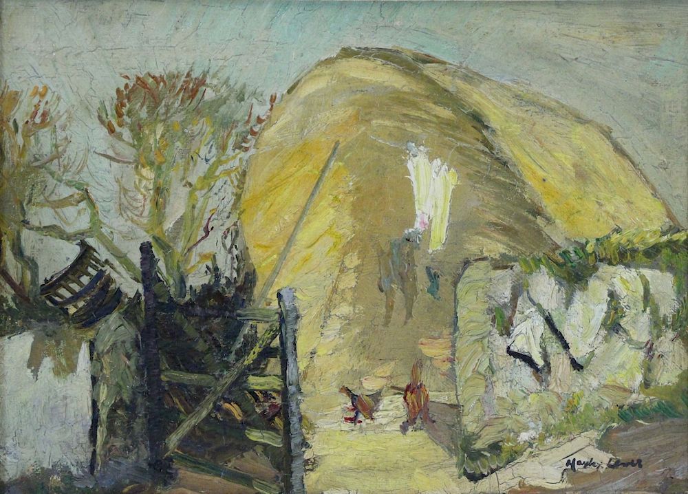 Appraisal: LEVER Hayley Oil on Canvas Old Haystacks Exmouth England Signed