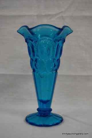 Appraisal: Vintage Moon Stars Blue Glass '' VaseProduced by L E