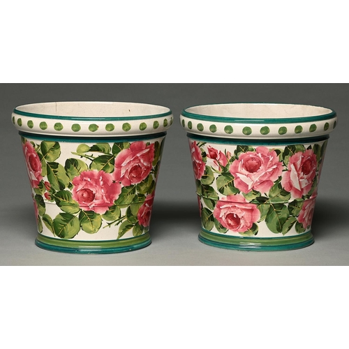 Appraisal: A pair of Wemyss ware Stuart flower pots c painted