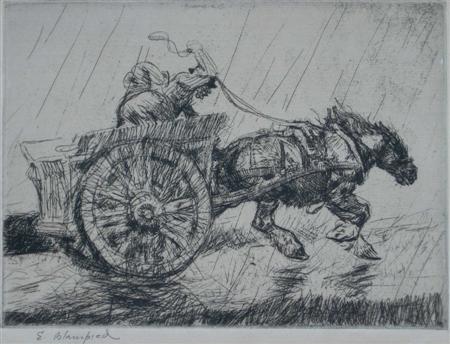 Appraisal: EDMUND BLAMPIED BRITISH - DRIVING HOME IN THE RAIN Etching