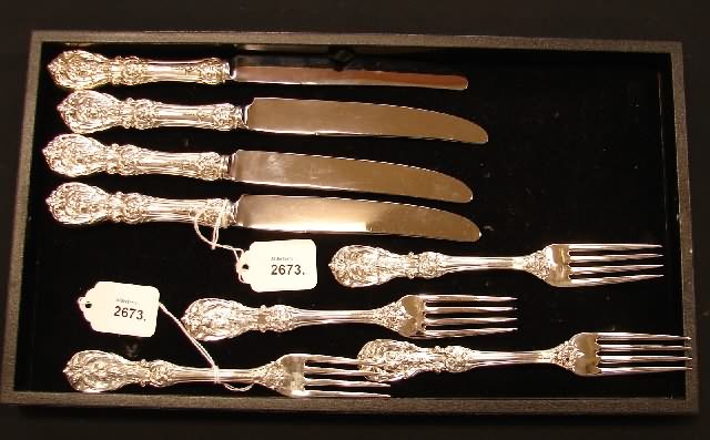 Appraisal: sterling silver luncheon forks l sterling silver hollow handled luncheon