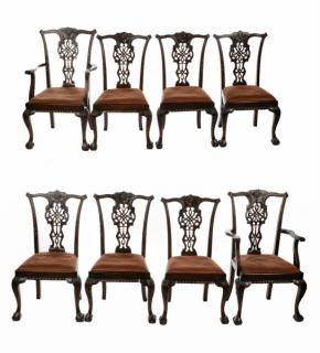 Appraisal: Set of Mahogany Chippendale Style Chairs English late th early