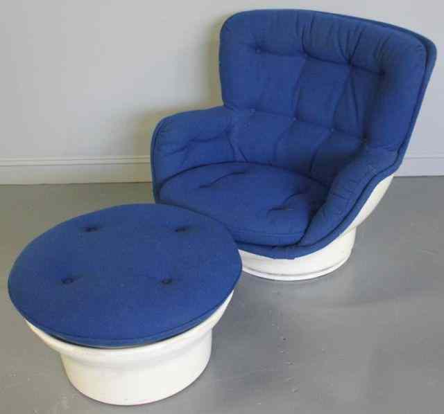 Appraisal: Italian Fiberglass Lounge Chair and Ottoman From a Newton NJ