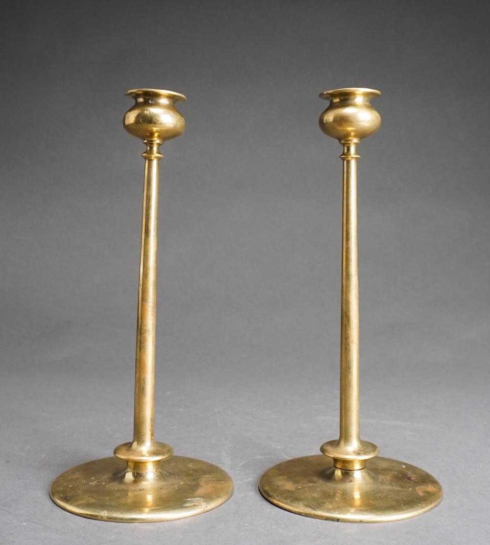 Appraisal: IN THE MANNER OF ROBERT RIDDLE JARVIE PAIR BRONZE CANDLESTICKS