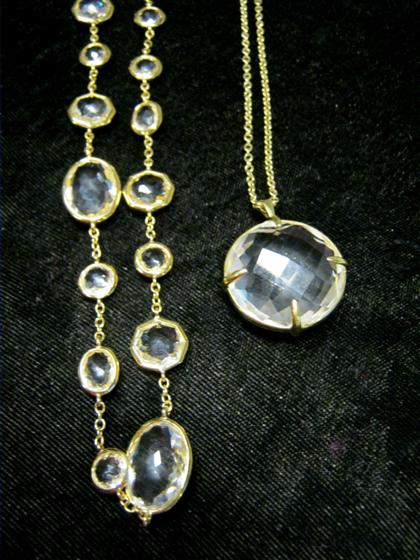 Appraisal: Two karat gold necklaces IppolitaOne set with faceted clear stones