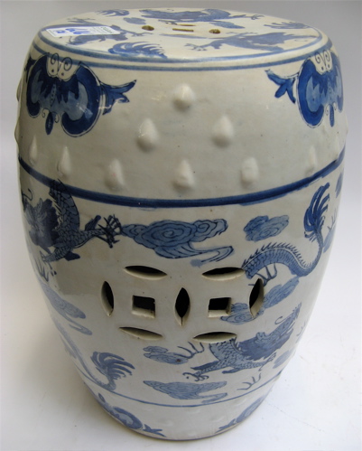 Appraisal: TWO CHINESE PORCELAIN BLUE AND WHITE GARDEN STOOLS The smaller