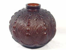 Appraisal: A large globular moulded vase in deep brown purple glass