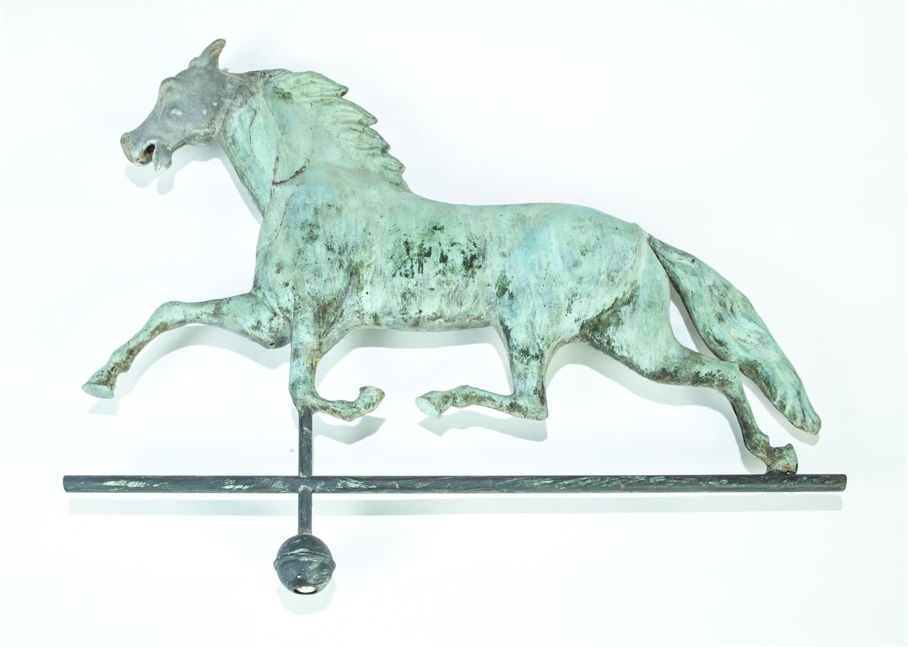 Appraisal: AMERICAN HORSE WEATHERVANE Late th century Full-bodied running horse probably