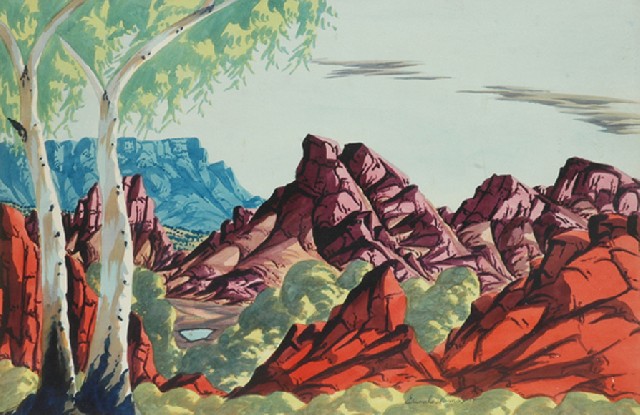 Appraisal: Ewald Namatjira - View of Ranges with Clouds watercolour over