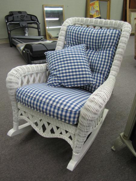 Appraisal: Lane Venture White Wicker arm chair with ottoman rocking chair