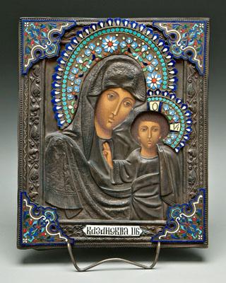 Appraisal: th century Russian icon Madonna and child oil on panel